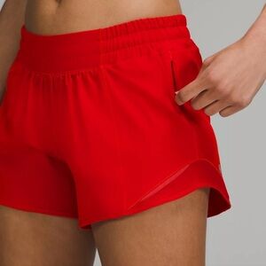 Lululemon Hotty Hot 4" LR Low Rise Lined Running Shorts Dark Red Sz 8
